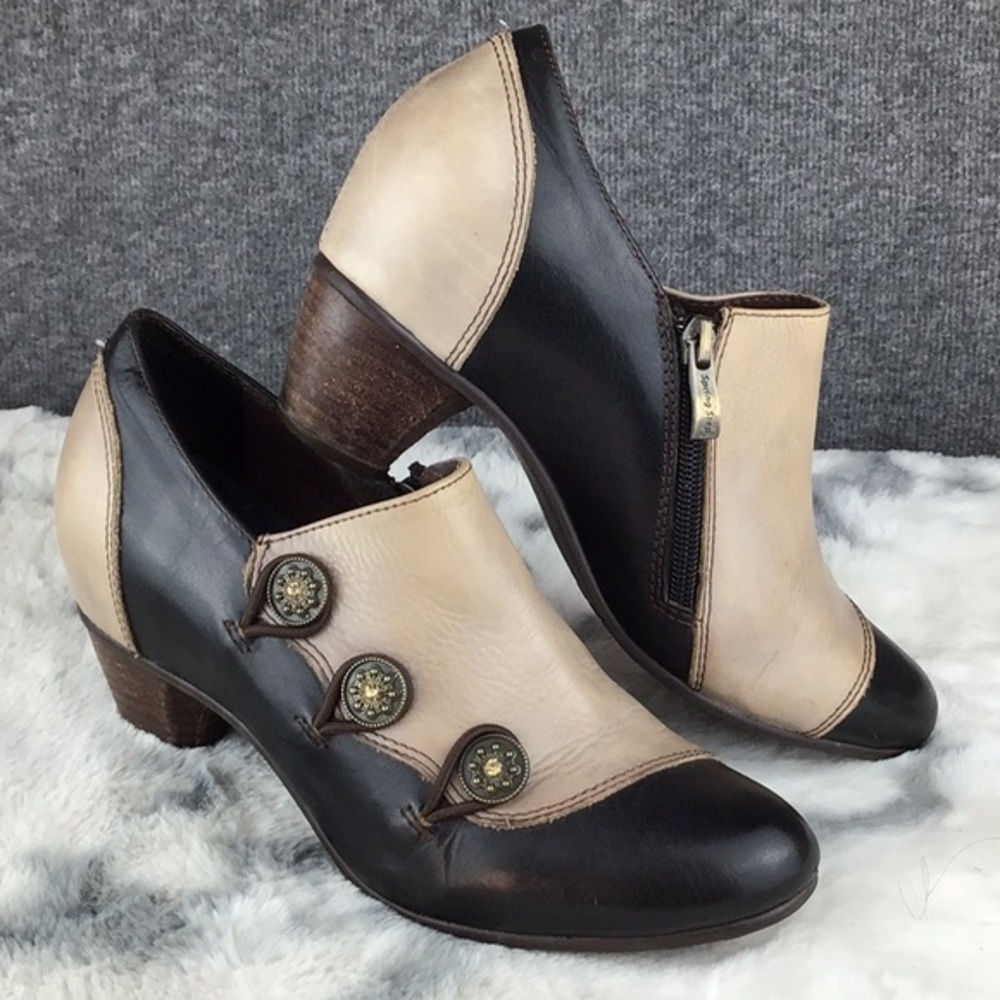 L'artiste Springsteen Green Tea Block Heel ‎ Leather Shoes Size EU37|US 6.5-7